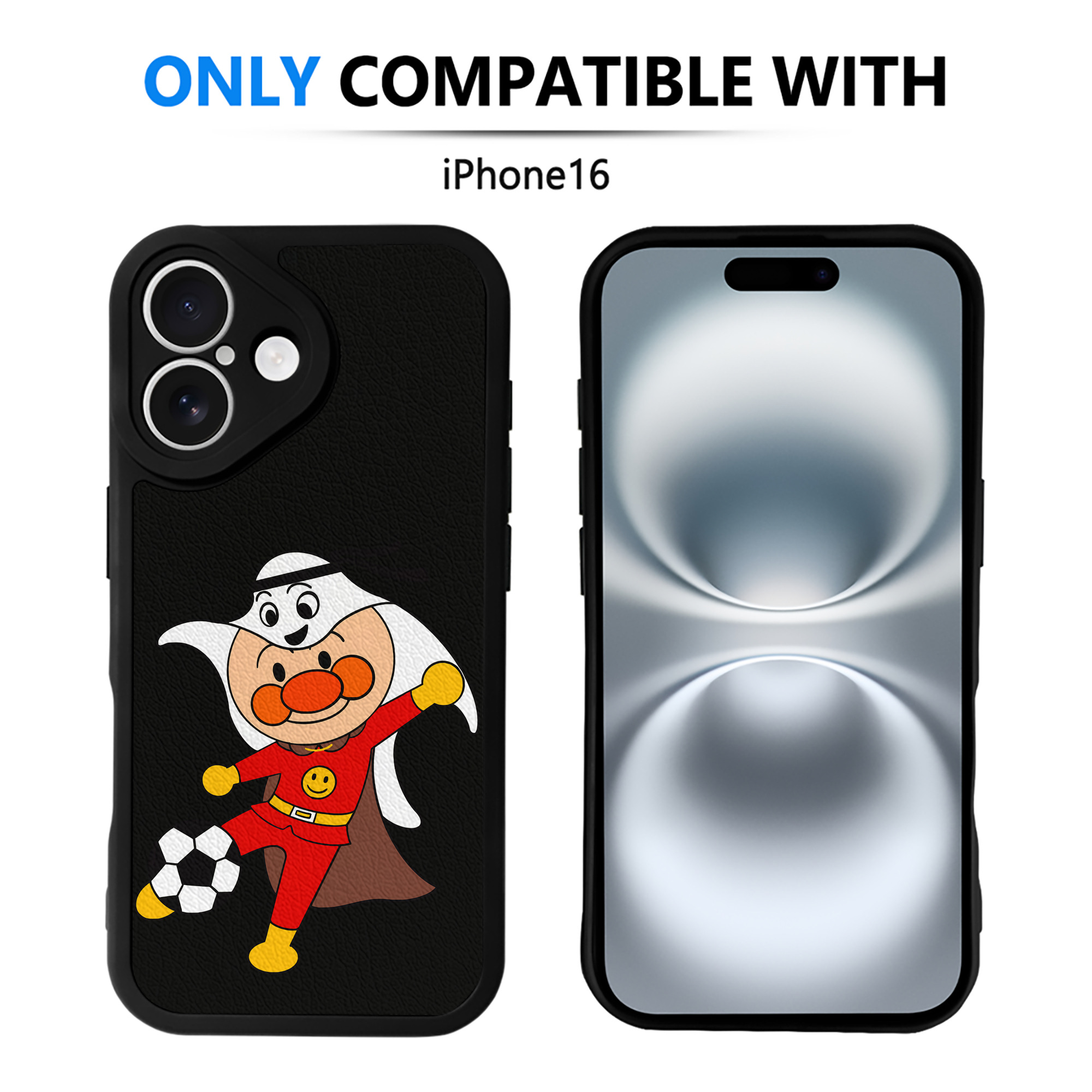 （画像用） アンパンマン Anpanman 【iPhone 16シリーズ対応】シリコンスマホケース（レザー調） 材質：シリコン